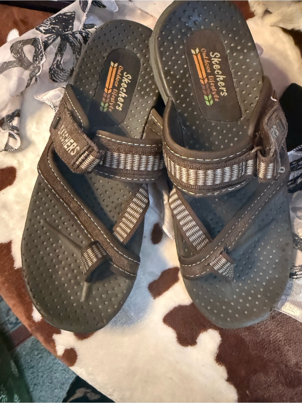 Skechers women Brown and Tan Adjustable Strap Sandals